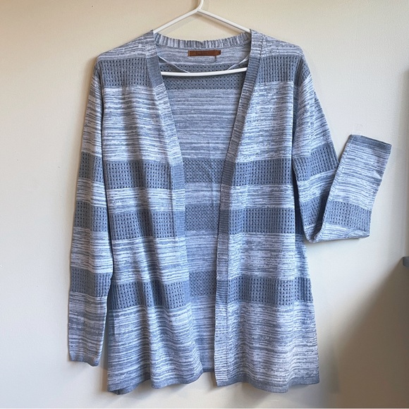 Belldini open front knit striped cardigan in grey Sz M like new - Picture 2 of 6